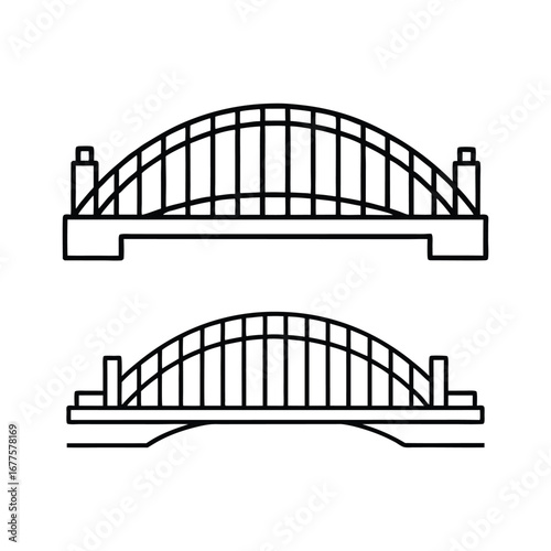 Set of Sydney harbour bridge line art vector illustration