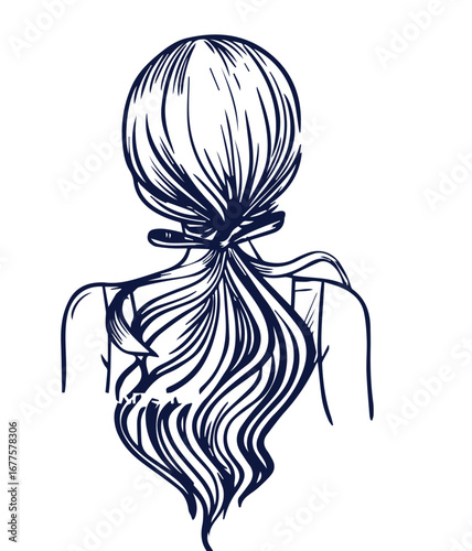 Bridal hand drawn hairstyles, vector illustration