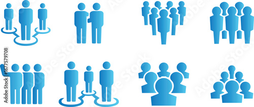People flat icons set. Team of workers. User profile symbol. Group of people. Group of users collection. Persons symbol. Men women. Crowd of humans. Vector illustration !