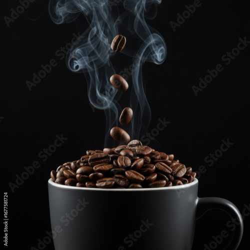 A cup of coffee with smoke