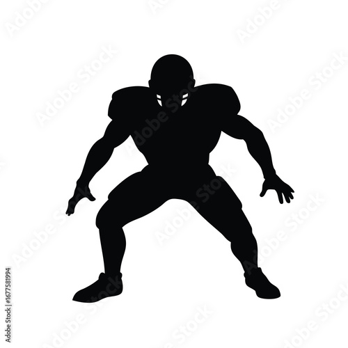 Silhouette of an American Football Player in Ready Stance Position Isolated, football tackling dummy silhouette vector illustration