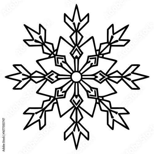 Intricate black and white snowflake design