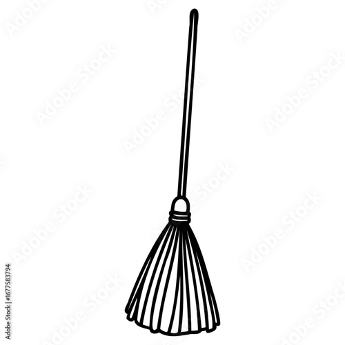 Vintage black metal garden rake with wooden handle