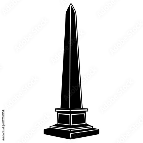 Black silhouette of tall obelisk monument