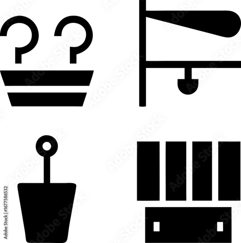 Classic barber shop icons for vintage style grooming services, a clean cut look and professional shave