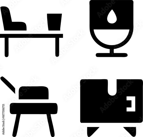 Charming furniture icons for interior design projects and home decor visuals with clean, modern lines