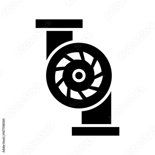 Water pump icon i.e. centrifugal, rotary, submersible and well pump.