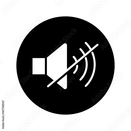 No sound and speaker icon sign set. Volume, up, down, sound, ring, vibrate, silent, mute, media, notification, audio, music, logo, symbol, label, flat, black, line icons. Vector illustration