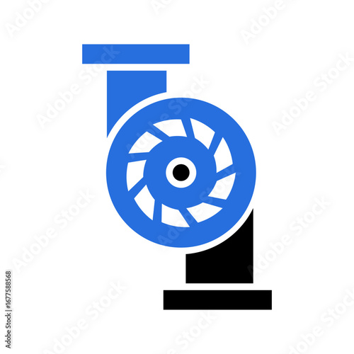 Water pump icon i.e. centrifugal, rotary, submersible and well pump.
