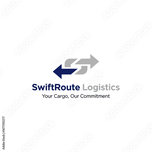Free Download SwiftRoute Logistics logo design with arrows and slogan. - GFXLoad