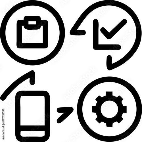 Streamlined workflow process icon displaying task management and automation for optimal efficiency