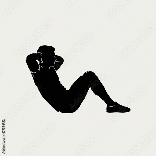 Silhouette of a man performing a sit up exercise