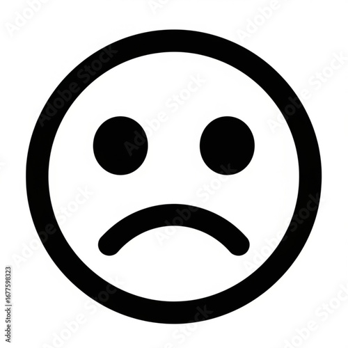 Simple black and white sad face icon