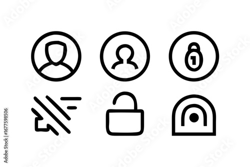 Vector art of set of account and security icons