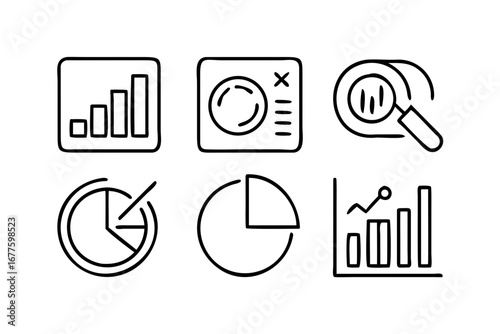 Vector art of set of business charts and graphs in line style