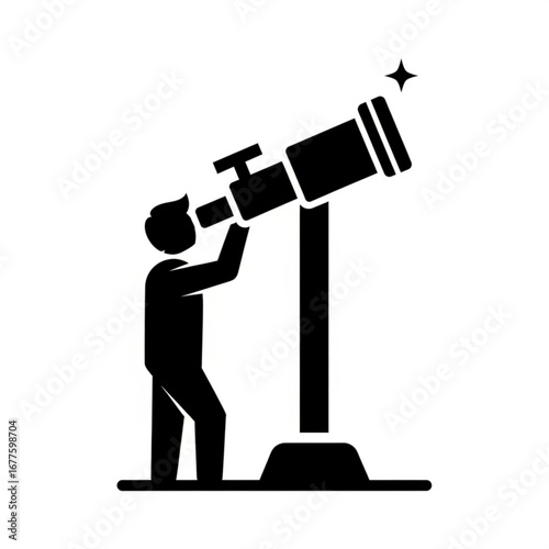 Person looking through a telescope at a star