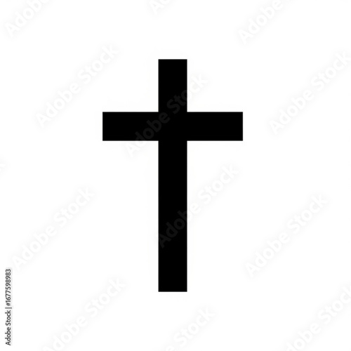 Simple black christian cross symbol on a white background