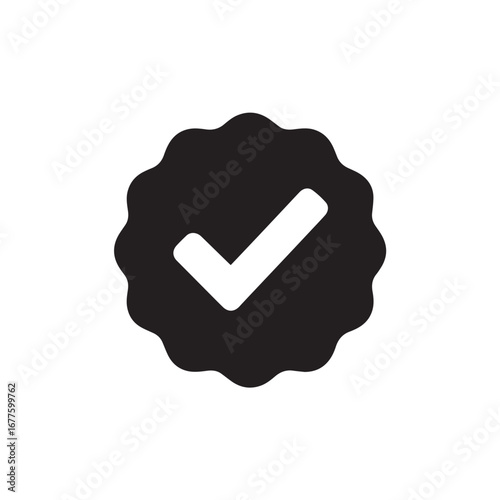 Verified silhouette black and white vector icon