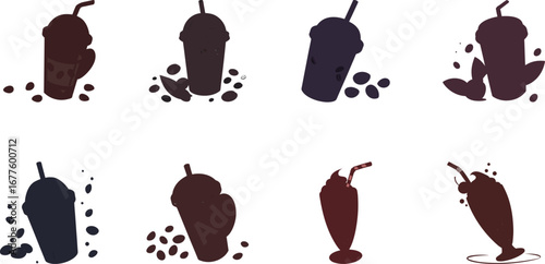 Hand drawn vector illustration of Indian street food and drinks set including samosa, pakora, momo dumplings, pani puri, cold drinks, ginger ale, juice and coffee – colorful cartoon snack icons for re