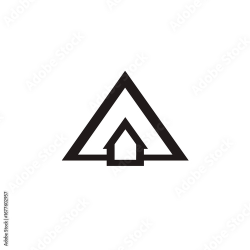 Abstract geometric triangle with nested house icon