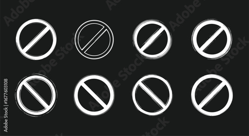 Set of chalk style prohibition signs and symbols collection of not allowed icons collection of stop signs
