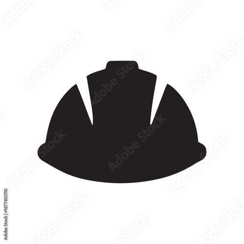 Black hard hat icon silhouette safety helmet protection construction workwear symbol