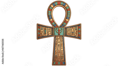 Ancient egyptian ankh symbol hieroglyphs egypt culture religion god pharaoh history africa art design 3d on transparent background