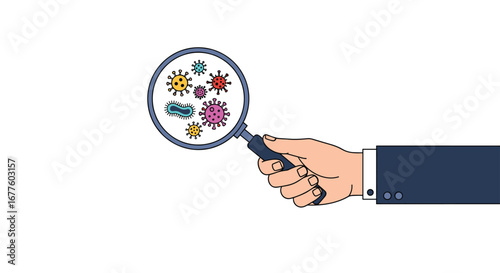 Examining microorganisms under a magnifying glass for scientific research and disease detection purposes