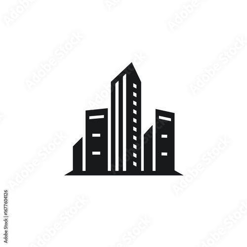 Modern cityscape silhouette of tall buildings