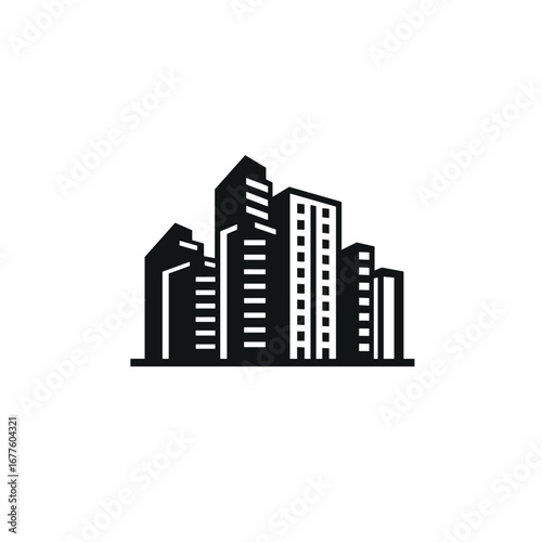 Modern cityscape silhouette of tall buildings