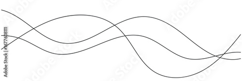 Abstract Wavy Line. Wavy line horizontal divider outline minimalist art. Thin line wavy abstract vector background. Curve wave seamless pattern. Line art striped graphic template. On white Thin line 