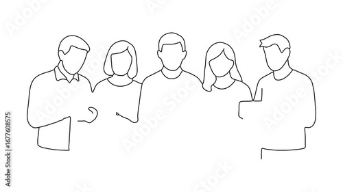 continuous one line drawing of people using digital devices line art motion graphic video on white background