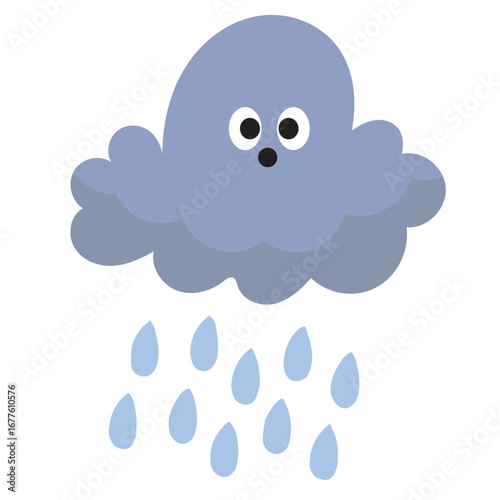 Cute cloud with rain  