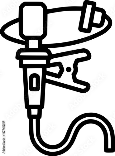 Lavalier microphone outline icon vector
