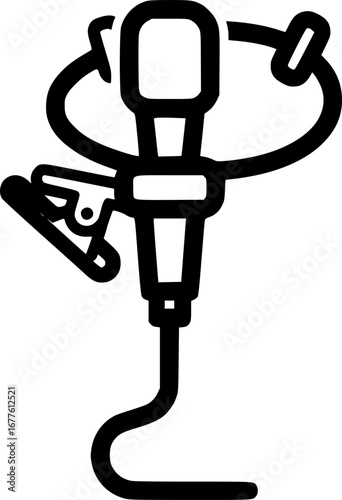 Lavalier microphone outline icon vector
