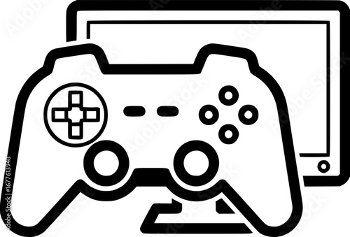 Monitor controller outline icon vector
