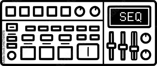 Hardware music sequencer outline icon vector
