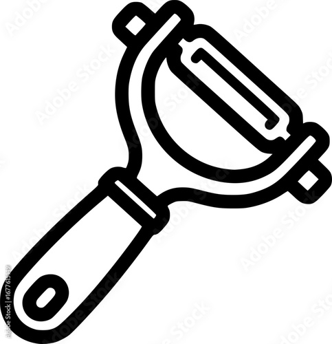Peeler kitchen tool outline icon vector
