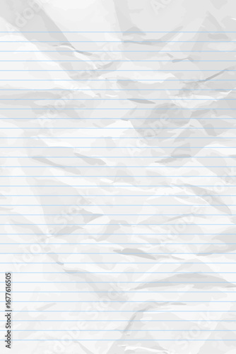 White clean crumpled notebook paper with lines