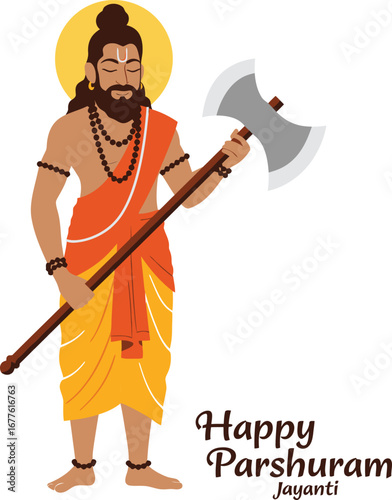 A Vector Illustration of Hindu Sage Parshuram, the Sixth Incarnation of Lord Vishnu, Representing Strength, Devotion, and Eternal Duty.