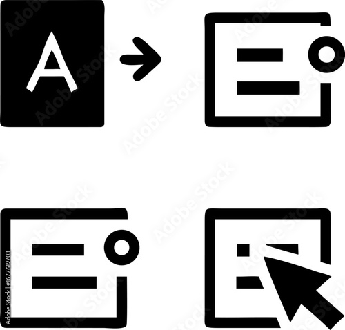 Transform text into organized lists and clickable items with this simple icon set