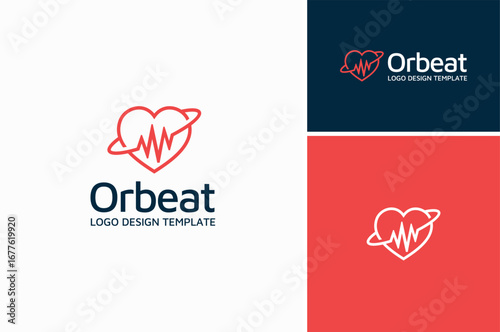 Line Art of Love with Waveform Sound Wave Heartbeat for EKG ECG Cardiograph Healthy Heart Diagnostic logo design