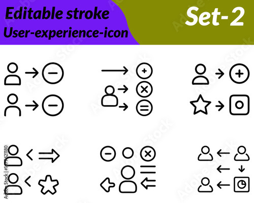 User-experience icon character designed with a smiling user profile, interface elements, and interaction symbols like cursor, hand, or touch gestures. Rounded shapes soft lines and intuitive design.