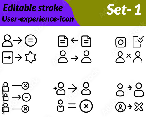 User-experience icon character designed with a smiling user profile, interface elements, and interaction symbols like cursor, hand, or touch gestures. Rounded shapes soft lines and intuitive design.