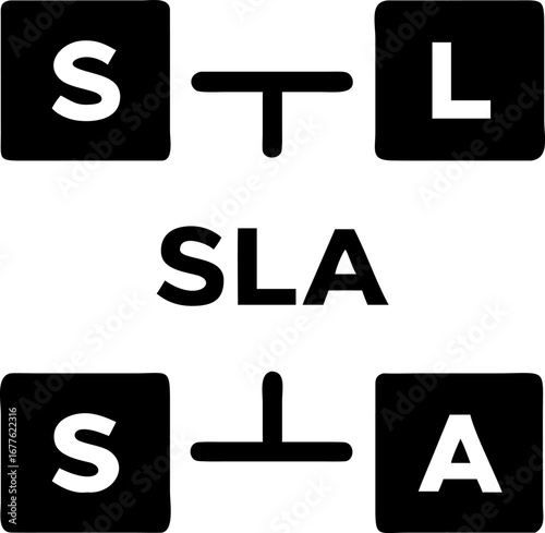 Modern SLA acronym concept with connected blocks and letterforms for business strategy