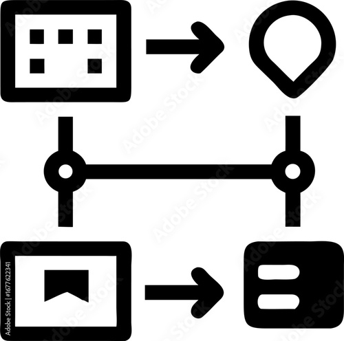 Visualizing business processes and workflows with clear, modern icons for strategic planning and execution