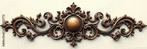 Intricate metal file decorative element, ornate swirls and filigree details, antique aesthetic, perfect for vintage or steampunk projects , object, ornate