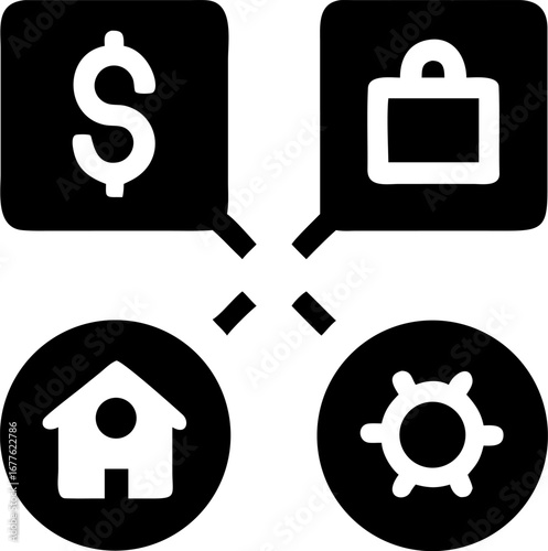 Secure financial planning connects home ownership and investment growth opportunities visually