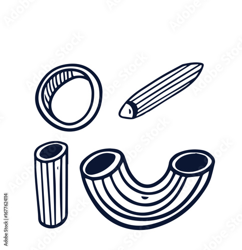 Line drawing cartoon wheat pasta stock illustration