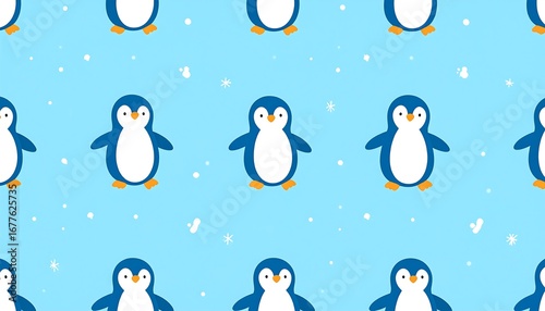Cute penguin pattern on light blue